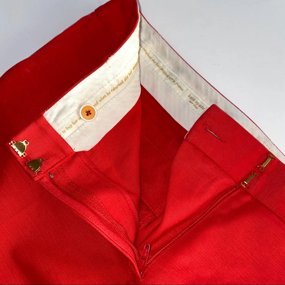 Kate Spade Red Jackie Crop Trouser Pants 10 Bows